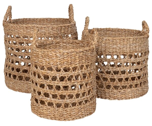 Nordic Living Set tří dekorativních košů Baliro 28/32/36 cm z přírodních vláken