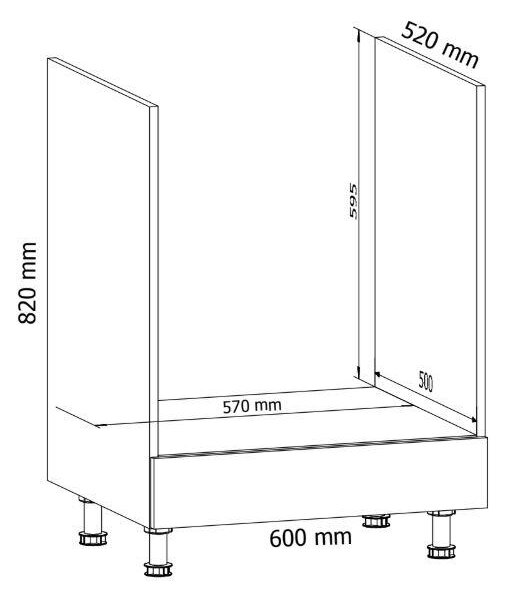ASPEN gr | dolní skříňka D60ZK pro vestavnou troubu | 60 cm | šedá lesk