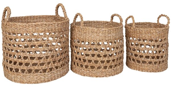 Nordic Living Set tří dekorativních košů Baliro 28/32/36 cm z přírodních vláken
