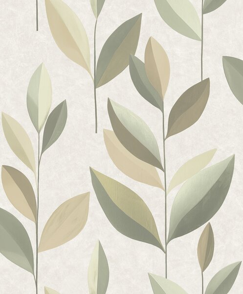 Vliesová tapeta na zeď, hnědá, zelená, listy, SY27552, Serenity, Decoprint