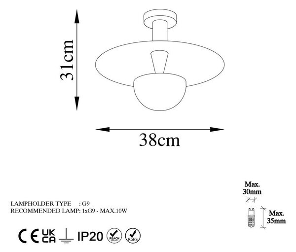 Stropní svítidlo v měděné barvě s kovovým stínidlem ø 38 cm Kurt – Opviq lights