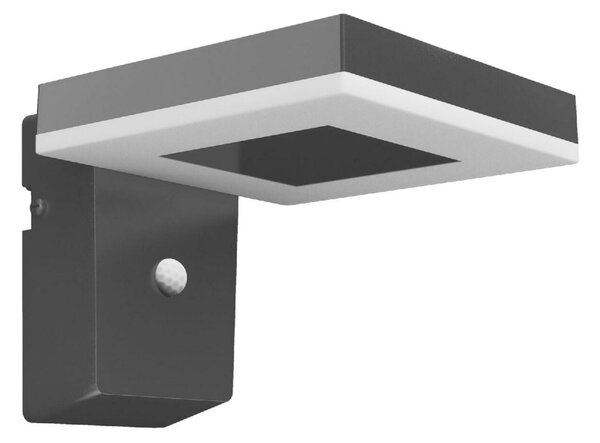 Philips Zonal UltraEfficial solární venkovní nástěnné LED svítidlo s čidlem 1,3W 250lm 3000K IP44, černé hranaté