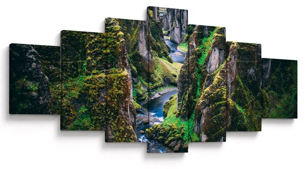 Obraz - Řeka ve skalnatém údolí (210x100 cm)