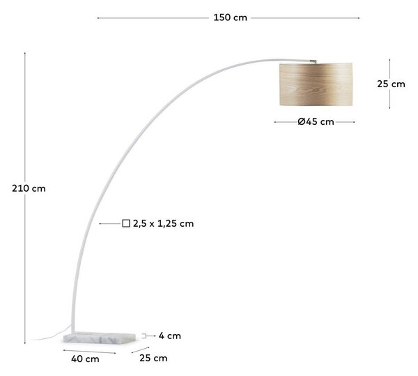 Stojací lampa s dřevěným stínidlem v bílo-přírodní barvě (výška 210 cm) Juhe Ash – Kave Home