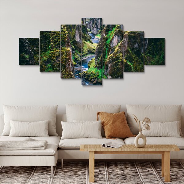 Obraz - Řeka ve skalnatém údolí (210x100 cm)