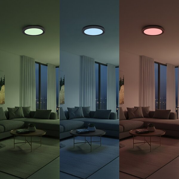 Stropní LED svítidlo Melo, 1x LED 36w, 3000-6000k, b, RGB, (fi 39 cm), s ovladačem