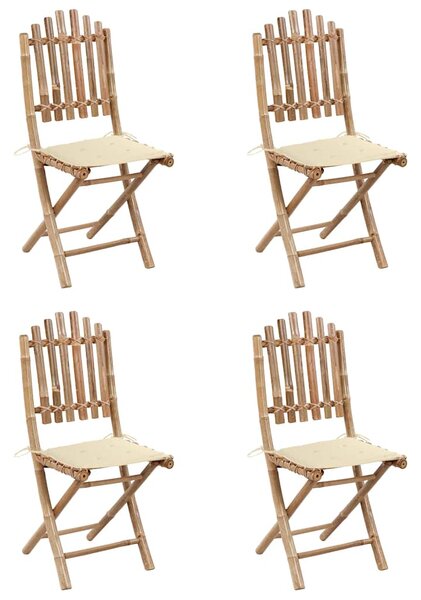 5dílný skládací zahradní jídelní set s poduškami bambus 3063962