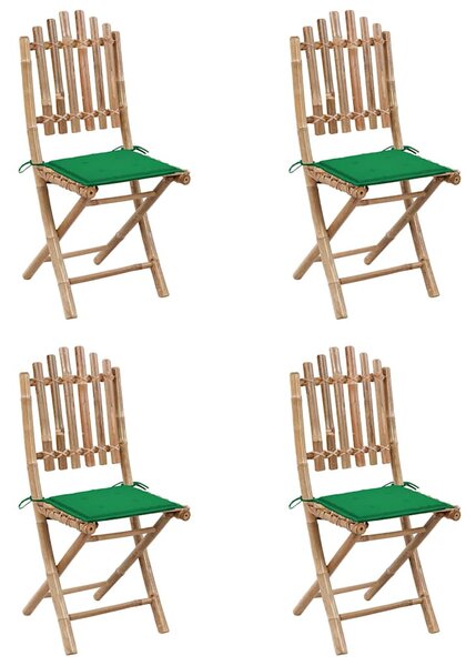 5dílný skládací zahradní jídelní set s poduškami bambus 3063965