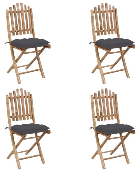 5dílný skládací zahradní jídelní set s poduškami bambus 3063975
