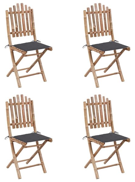 5dílný skládací zahradní jídelní set s poduškami bambus 3063960