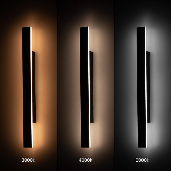Exteriérové ​​nástěnné LED svítidlo Wow, 1x LED 11w, 3CCT, černá, (60 cm)