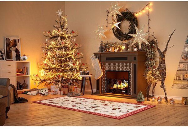 Červený běhoun s vánočním motivem s příměsí bavlny 80x200 cm Toy's Delight Red Christmas – Villeroy&Boch