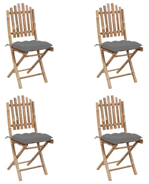 5dílný skládací zahradní jídelní set s poduškami bambus 3063976