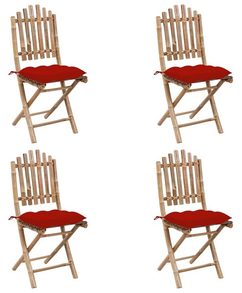 5dílný skládací zahradní jídelní set s poduškami bambus 3063981