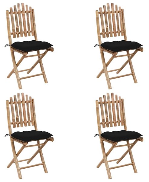 5dílný skládací zahradní jídelní set s poduškami bambus 3063982