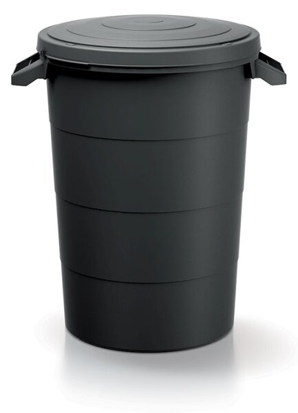 Plastová nádoba s úchyty SMOOTH recyklovaně černá 80l