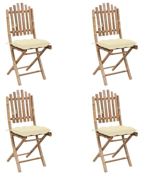 5dílný skládací zahradní jídelní set s poduškami bambus 3063977