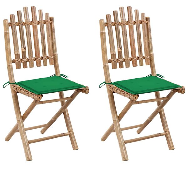 Skládací židle 2 ks s bambusovými polštáři 3063992