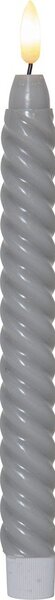 Sada 2 šedých voskových LED svíček Star Trading Flamme Swirl Antique, výška 25 cm