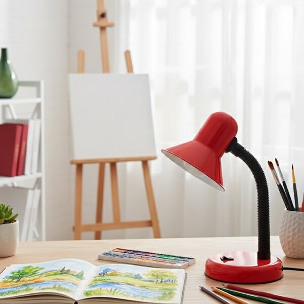 Stolní lampa Mentor, 1x červené stínítko, r
