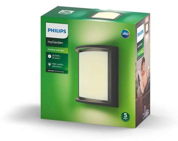 Philips LED Venkovní nástěnné svítidlo Samondra 17391/93/P0 antracit 2700K
