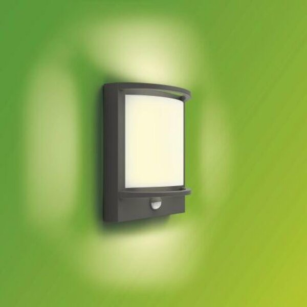 Philips LED Venkovní nástěnné svítidlo Samondra s pohybovým čidlem 17392/93/P0 antracitové 2700K
