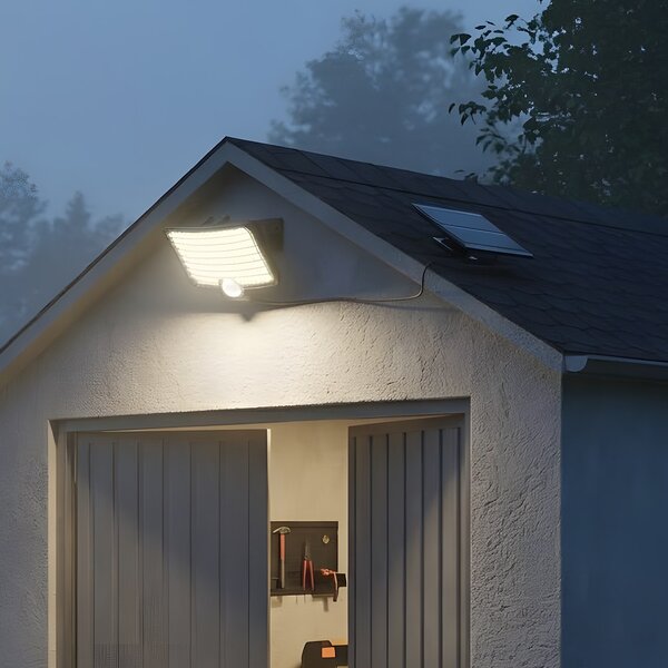 Exteriérové ​​solární nástěnné LED svítidlo Alex, 1x LED 5,5w, černá, pohybový senzor