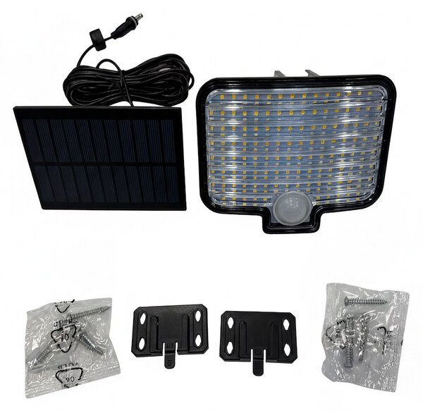 Exteriérové ​​solární nástěnné LED svítidlo Alex, 1x LED 5,5w, černá, pohybový senzor
