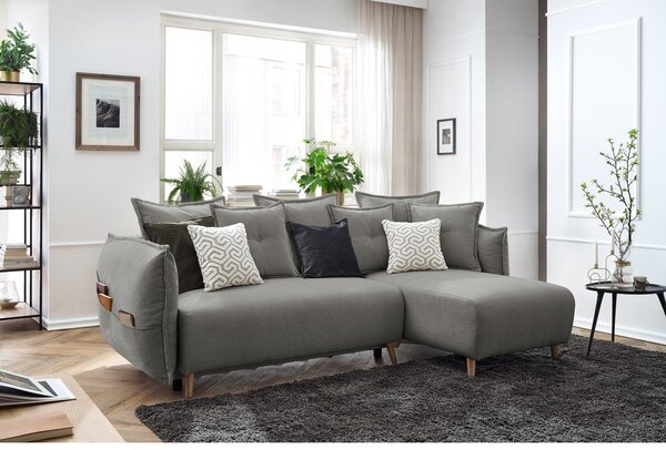 Světle šedá rozkládací rohová pohovka (variabilní) Nessa – Bobochic Paris