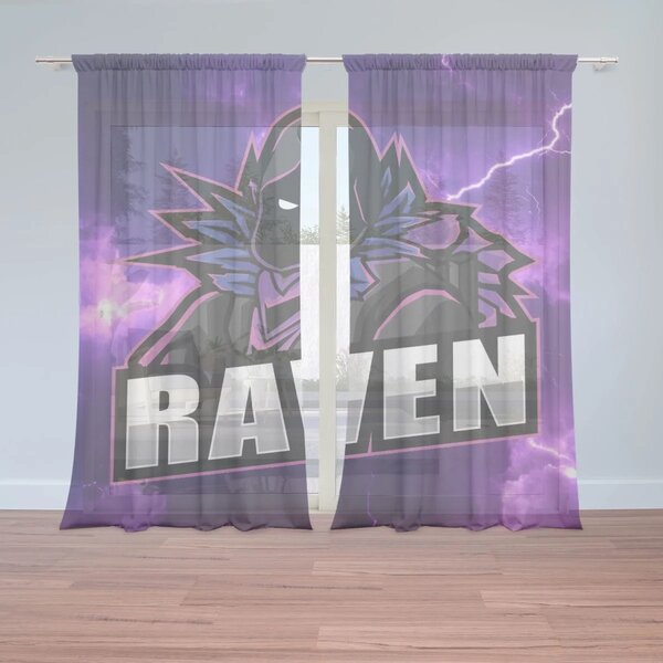 Sablio Záclony FORTNITE RAVEN Fialová bouře: 2ks 150x250cm