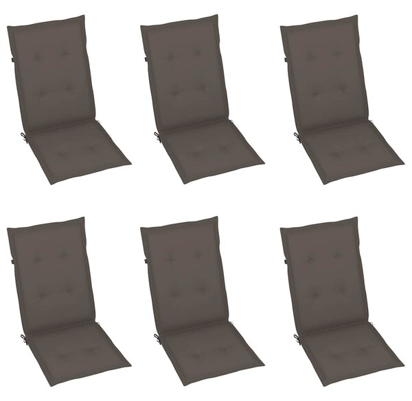 Skládací židle 6 ks s polštáři v barvě taupe, masivní teak 3065568