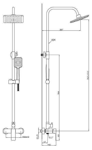 Aqualine Aqualine, FACTOR sprchový sloup, chrom, FC960
