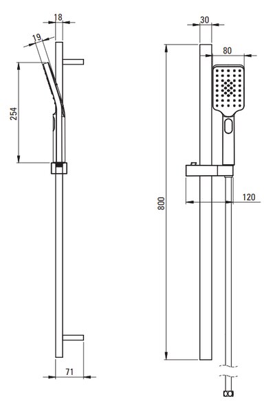 Deante Alpinia, sprchový sloup 80cm s 3-funkční ruční hlavicí a sprchovou hadicí 150cm, zlatá lesklá, DEA-NGA_Z52K