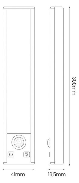 LED svítidlo Viro, 1x LED 1w, 3000-6500k, 3CCT, (30 cm), senzor pohybu a soumraku, b, sada 2ks