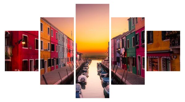 Obraz - Západ slunce, ostrov Burano, Benátky, Itálie (125x70 cm)
