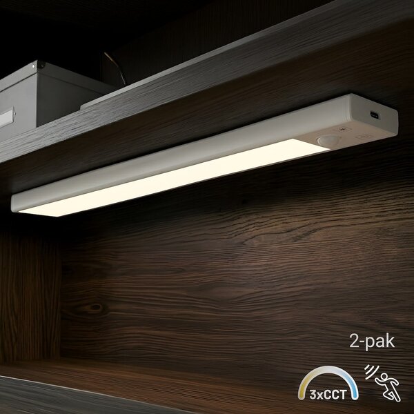 LED svítidlo Viro, 1x LED 1w, 3000-6500k, 3CCT, (30 cm), senzor pohybu a soumraku, w, sada 2ks