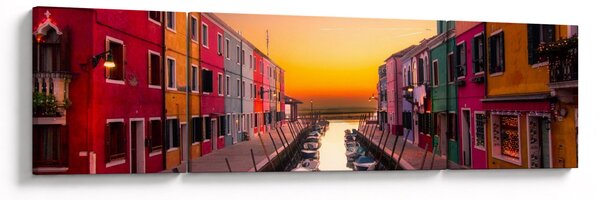 Obraz - Západ slunce, ostrov Burano, Benátky, Itálie (170x50 cm)
