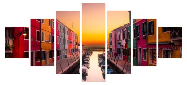 Obraz - Západ slunce, ostrov Burano, Benátky, Itálie (210x100 cm)