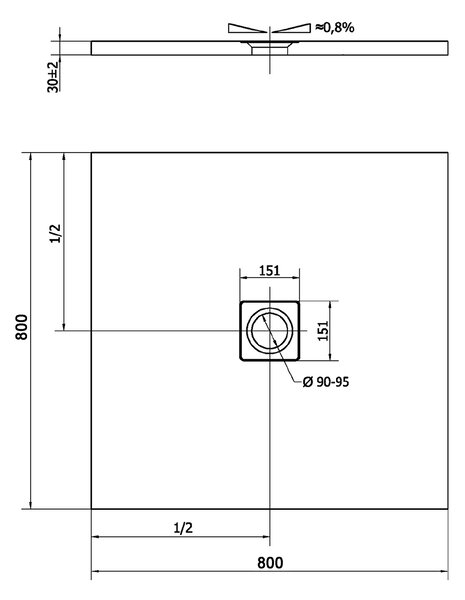 Polysan Polysan, FLEXIA sprchová vanička z litého mramoru 80x80cm, nastavitelná velikost, 72941