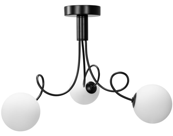 Toolight Toolight, stropní lampa skleněné koule 3xG9 APP1154-3CP, černá, OSW-14012