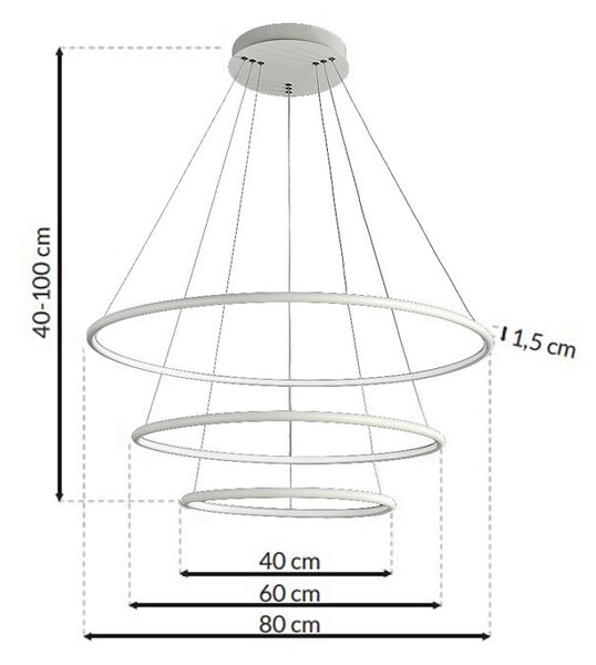 Závěsné LED svítidlo Orion, 3x LED 99w, 3000k, w
