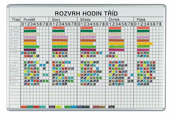 Rozvrhová tabule 135 x 100 cm