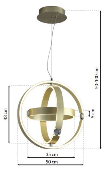 Závěsné LED svítidlo Sirius, 3x LED 80w, 4000k, g
