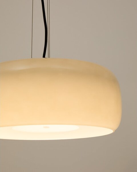 LED závěsné svítidlo šedobéžové se skleněným stínidlem ø 38 cm Reig – Kave Home