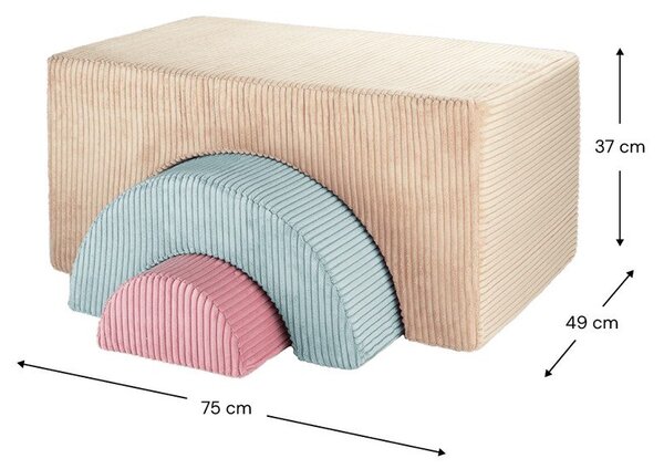 Světle hnědé manšestrové pěnové hřiště 75x49x37 cm Rainbow Montessori – Wigiwama
