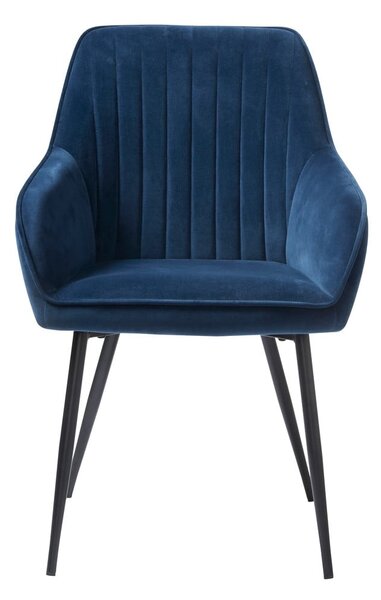 Tmavě modrá čalouněná jídelní křesla v sadě 2 ks s područkami Nolan Stripe – Unique Furniture