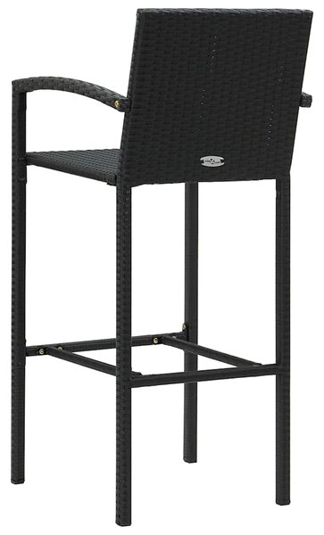 5dílný zahradní barový set s područkami polyratan černý 3064811