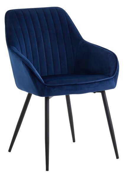 Tmavě modrá čalouněná jídelní křesla v sadě 2 ks s područkami Nolan Stripe – Unique Furniture