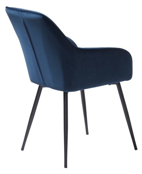 Tmavě modrá čalouněná jídelní křesla v sadě 2 ks s područkami Nolan Stripe – Unique Furniture