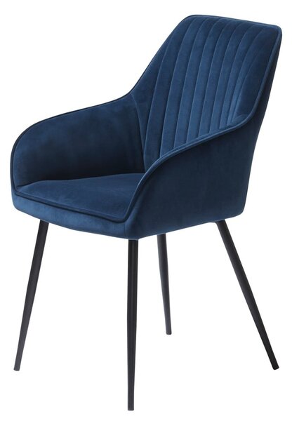 Tmavě modrá čalouněná jídelní křesla v sadě 2 ks s područkami Nolan Stripe – Unique Furniture